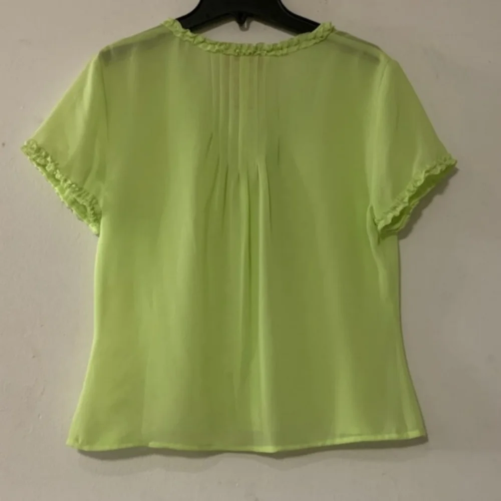 Oscar de la Renta sz 8 petite Pistachio Green Blouse - Picture 2 of 4